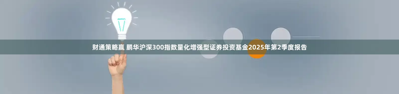 财通策略赢 鹏华沪深300指数量化增强型证券投资基金2025年第2季度报告