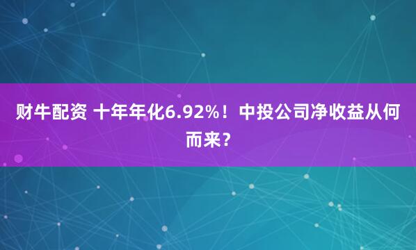 财牛配资 十年年化6.92%！中投公司净收益从何而来？